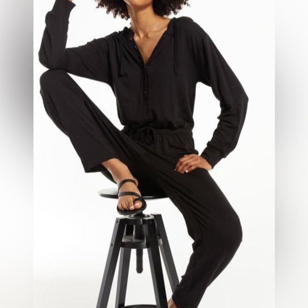 Z Supply Lisse Henley Jumpsuit Black M